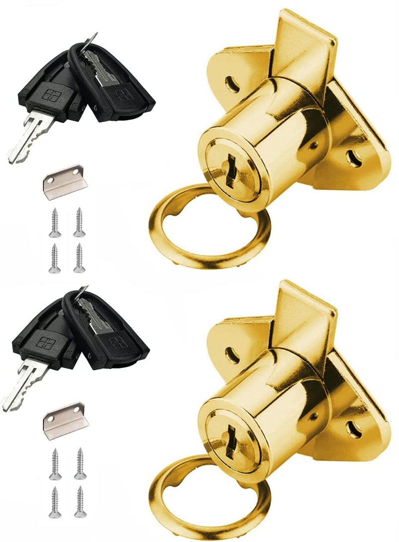 XIEHE 801 Office Furniture Drawer Lock Cabinet Door Locker with 2 Keys (2 Packs, Gold, keyed different2) - Image 1
